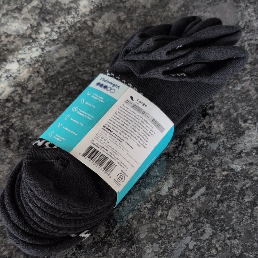 Bombas NWT Men's Classic Black Socks 4 Pack - Picture 3 of 8